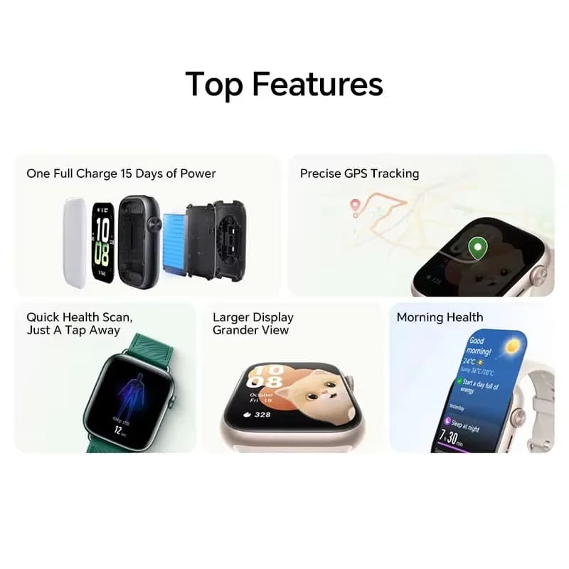 ساعة ذكية HONOR Watch 5 الأصلية 100% إصدار عالمي بشاشة AMOLED مقاس 1.85 بوصة ونظام تحديد المواقع HONOR North Star وبطارية 480 مللي أمبير ومقاومة للماء حتى 50 مترًا (5ATM) وIP68 - 2