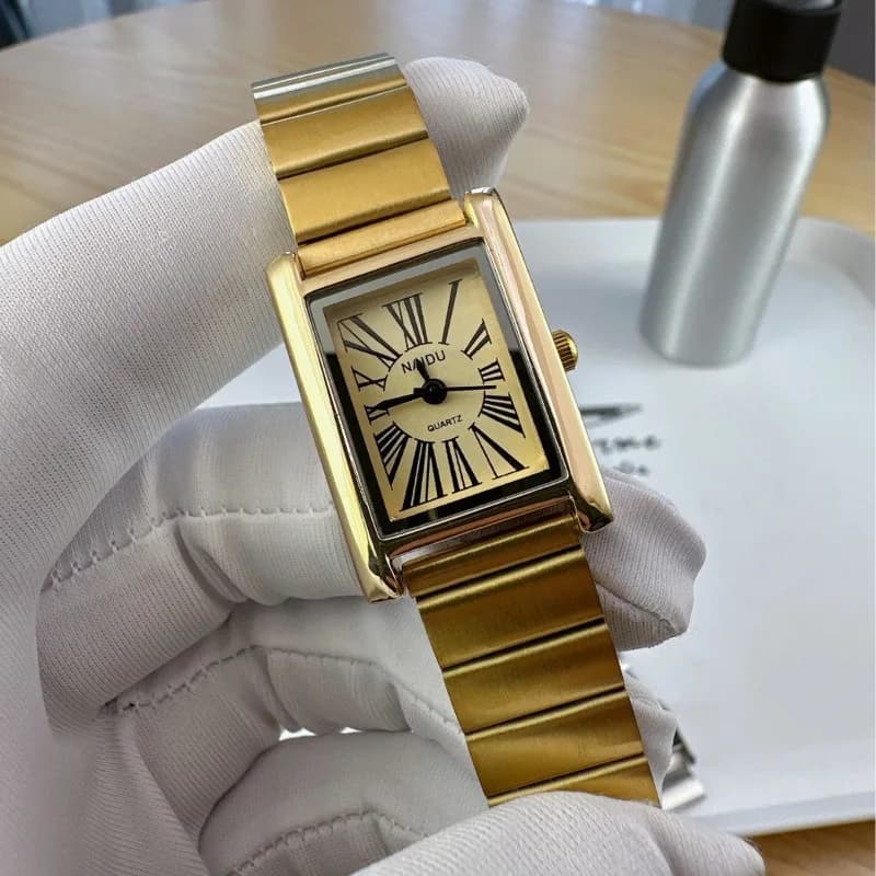Vintage Small Gold Watch for Women Luxury Rectangular Watch Classic Quartz Women's Wristwatch Dropshipping Relojes Para Mujer - 4