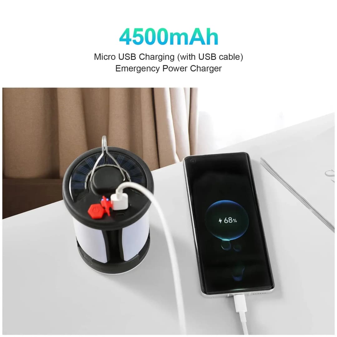 فانوس تخييم LED قابل لإعادة الشحن 2 في 1، ضوء خيمة محمول مع 3 أوضاع للطوارئ في الهواء الطلق والمشي وصيد الأسماك - 5