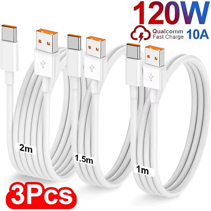 1/3/5pcs 10A 120W Type C USB Cable Super Fast Charge Cable For Huawei Mate 50 Xiaomi 9 Redmi Honor 70 Quick Charge USB C Cabl