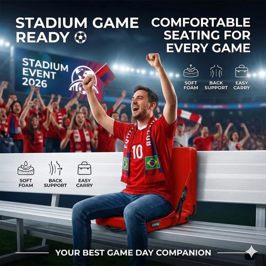Portable Stadium Cushion 1.5in Thick Foldable Bleacher Seat with Handle Water-resistant Chair Pad for Sports Events & Camping - 3