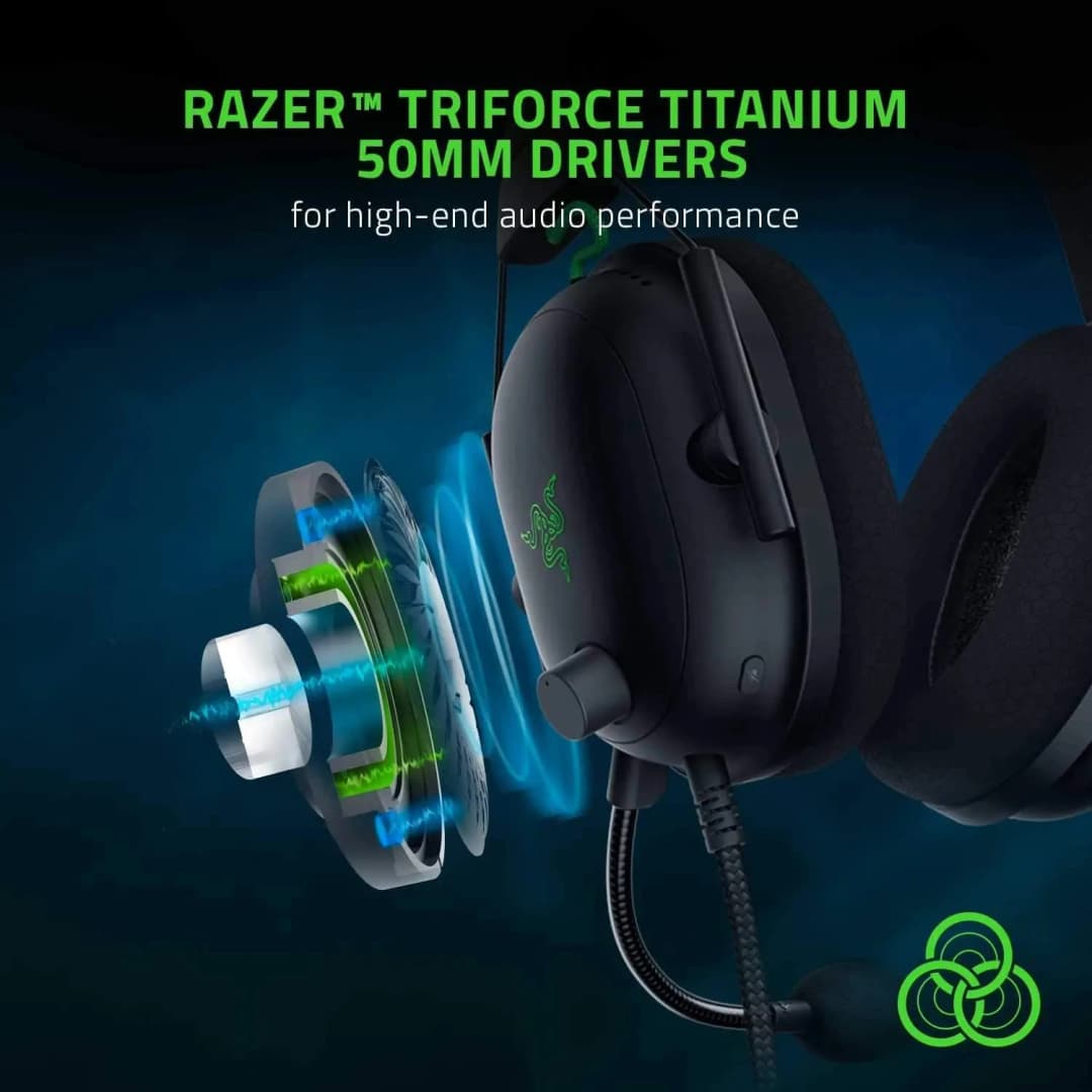 سماعات رأس للألعاب مزودة ببطاقة صوت USB من Razer BlackShark V2 مع ميكروفون سلكي مثبت على الرأس وتقليل الضوضاء السلبي وضبط EQ - 5