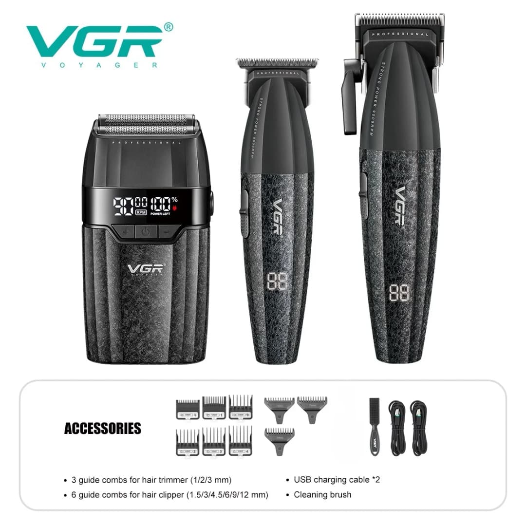 VGR Hair Trimmer Professional Hair Cutting Machine 9000 RPM Barber Shaver Cordless Hair Clipper LED Trimmer for Men V-640 S3 - 5