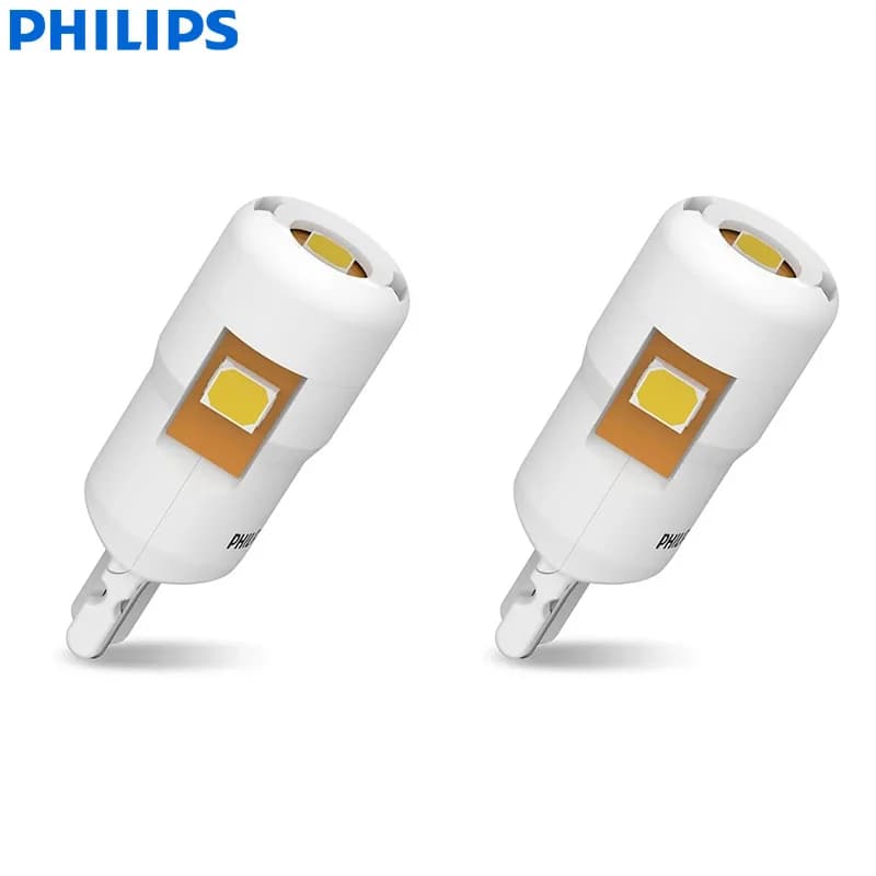 مصابيح إشارة LED داخلية للشاحنات فيليبس 24V Ultinon Pro6000 T10 W5W، إضاءة بيضاء دافئة 4000K، مصباح قراءة لوحة 24961WU60X2 - 2