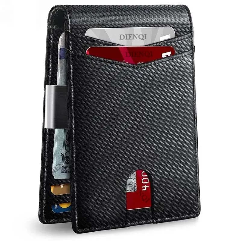 محفظة DIENQI رجالية، حامل بطاقات ائتمان مع حماية RFID، محفظة نحيفة، مجموعة أوراق سوداء - 6