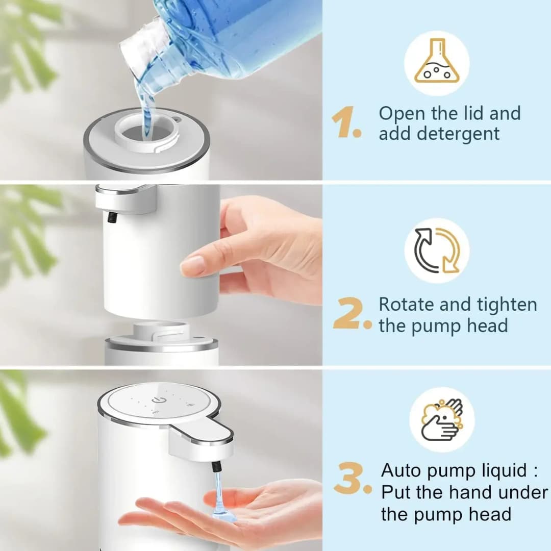 Automatic Liquid/Foma Soap Dispenser, Touchless Electric Dispenser, USB Rechargeable with Infrared Sensor for Bathroom,Kitchen - 4