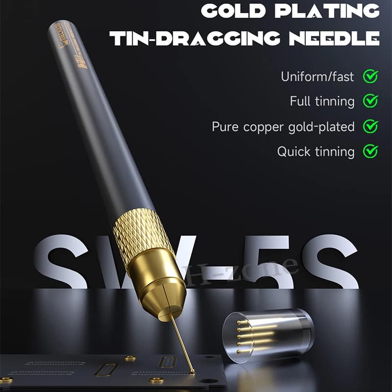 إبرة جر القصدير MECHANIC SW-5S موصل FPC مطلي بالذهب مع 3 قضبان مجموعة حامل ألياف الكربون فائقة الخفة - 2