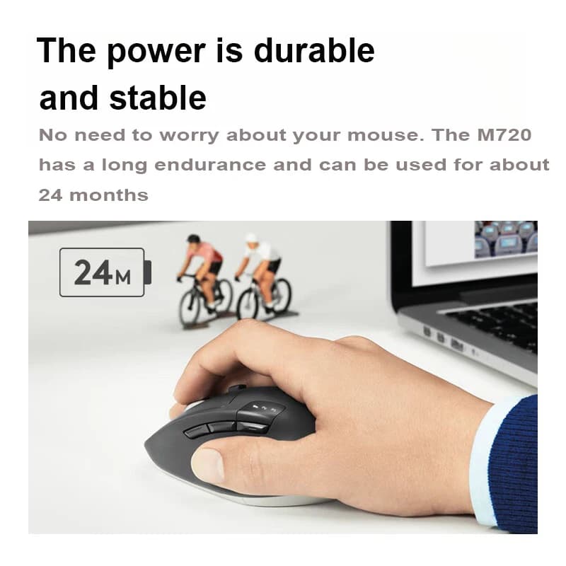 Logitech M720 Wireless Bluetooth Mouse - Office Mouse - Bluetooth Dual-mode Wireless Mouse - 5