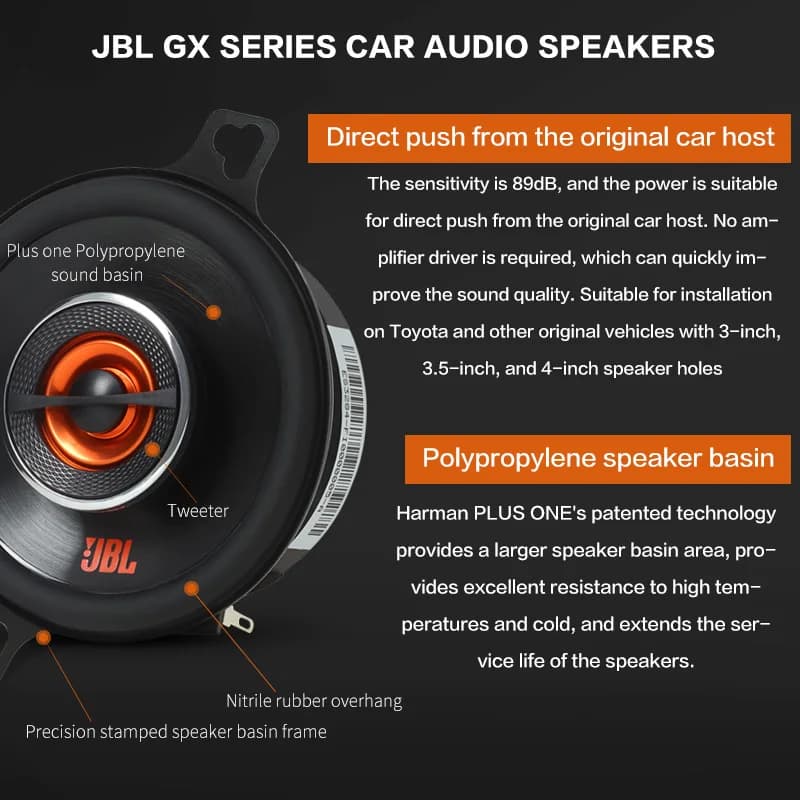 سماعات سيارة JBL 3.5 بوصة محورية تويتر ميد رينج باس كامل النطاق زوج GX328 - 2