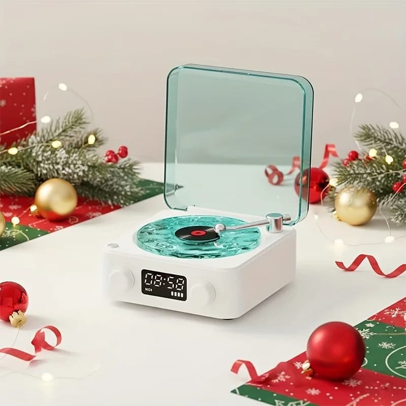 Retro Turntable Speaker With White Noise Wireless Bluetooth Vinyl Record Player Stereo Sound RGB Projection Lamp Effect - 2