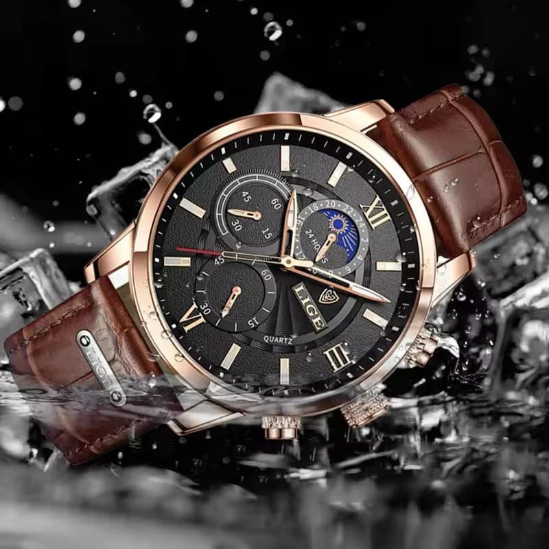 Men's Watches LIGE Top Brand Luxury Men WristWatch For Men Leather Quartz Watch Sports Waterproof Male Clock Relogio Masculino - 4