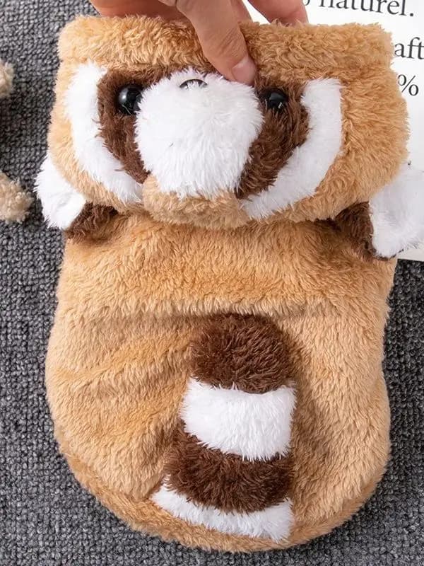 Warm Plush Bear Hoodie Dog Clothes Autumn Winter Style for Small Puppies Kittens Funny Design Pet Clothing by Amour Brand - 2