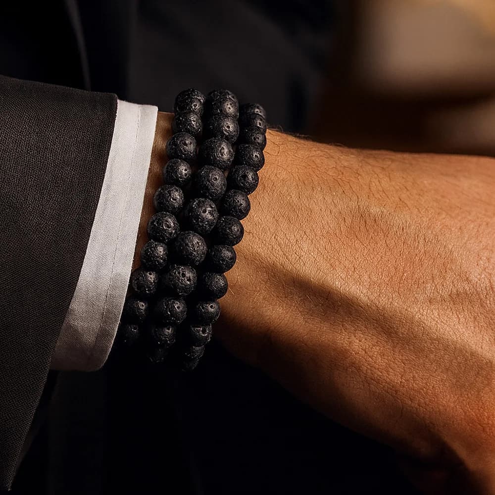 خرز لافا بركاني طبيعي من كيريكلي 6 ملم 8 ملم 10 ملم أحجار دائرية مفكوكة لأساور شفاء الطاقة اليوغا صنع المجوهرات DIY - 6