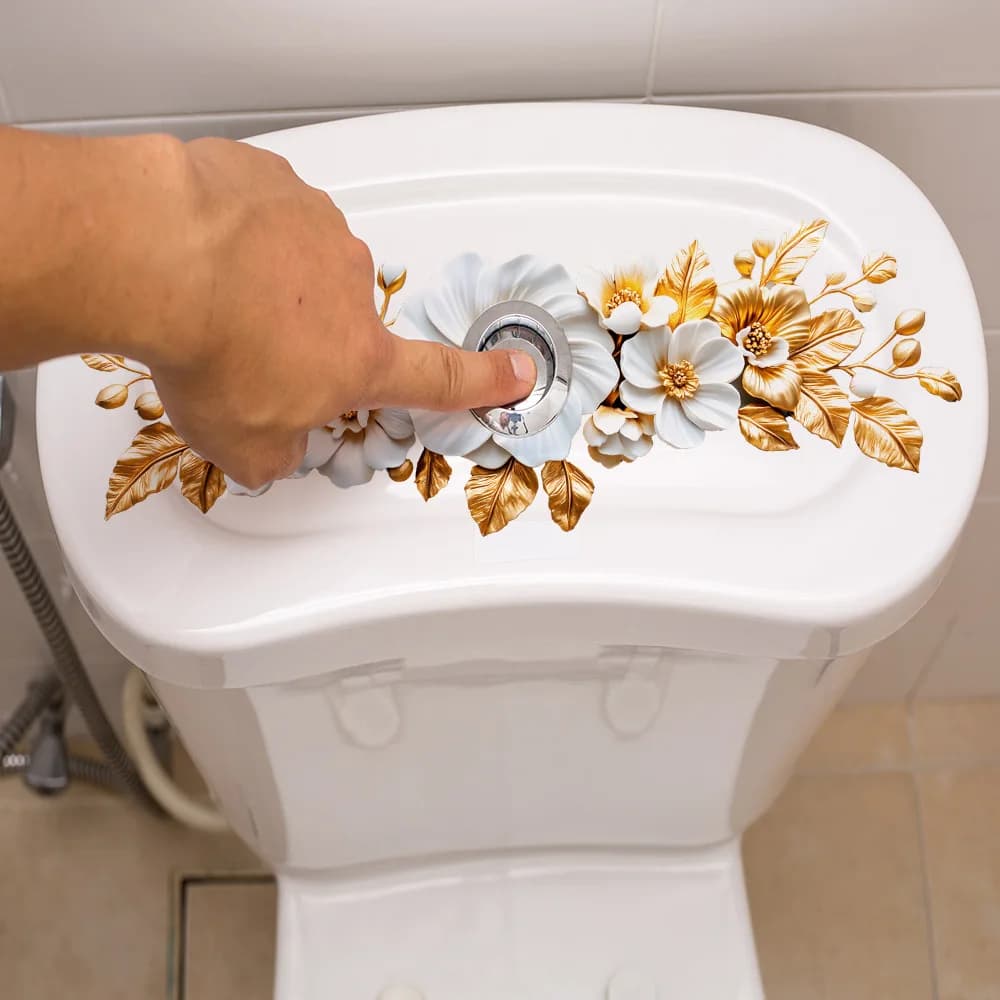 الذهبي نمط الفينيل ملصقات جدار للحمام ديكور جدار ديكور المرحاض ملصق الأثاث ملصق لاصق خلفية المنزل صائق - 3