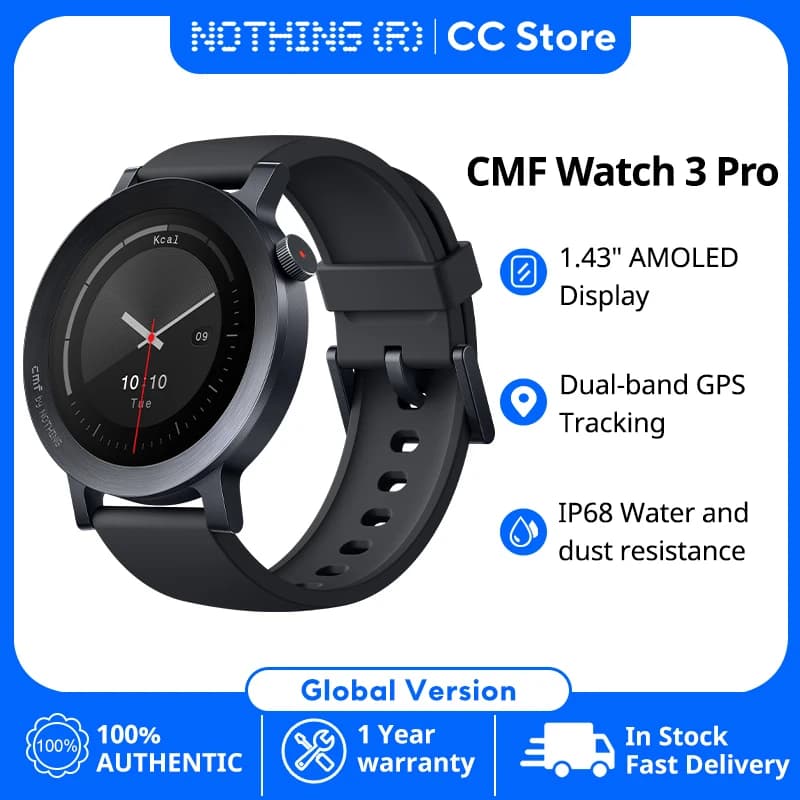 Global Version Nothing CMF Watch 3 Pro 1.43"AMOLED smartwatch 131 Sports modes Blood Oxygen Monitor Dual-Band GPS Bluetooth Call