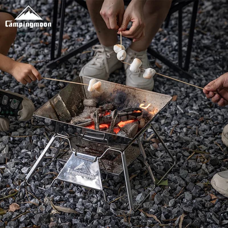 CAMPINGMOON Large Folding Portable Stainless Steel Barbecue Grill BBQ Oven, Camping Picnic Grill Net, Barbecue Grill - 4