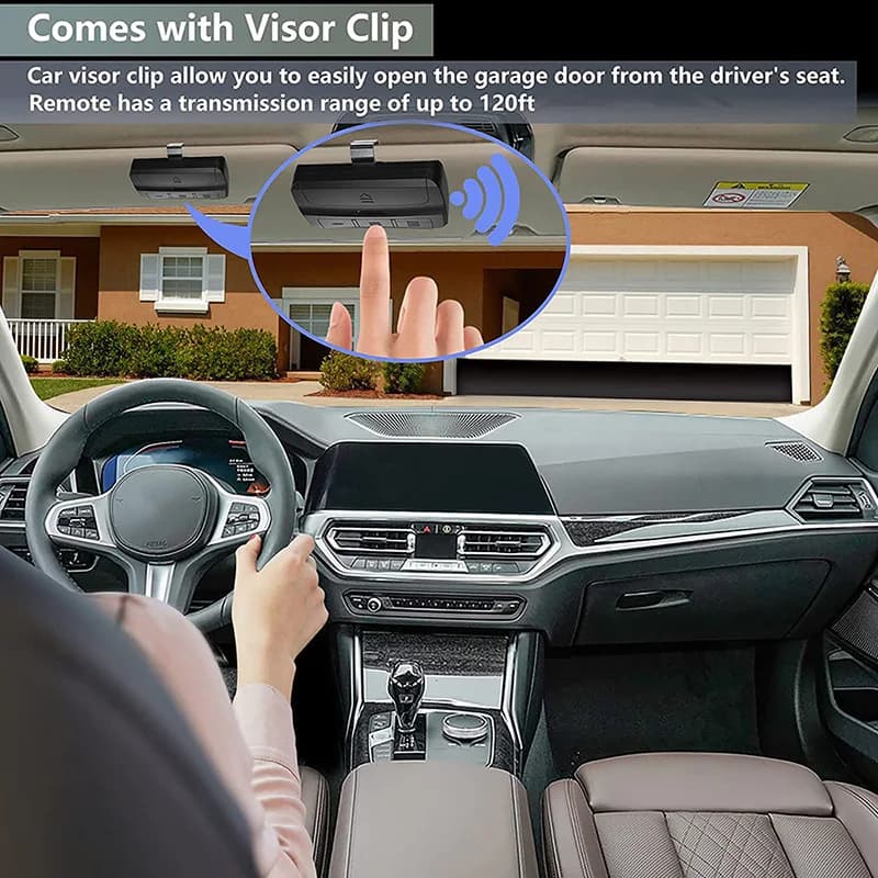 Garage Remote Control Clone Multifrequency 287MHz-868MHz Garage Door Opener Gate Control 3 Buttons Includes Car Sun Visor Clip - 4
