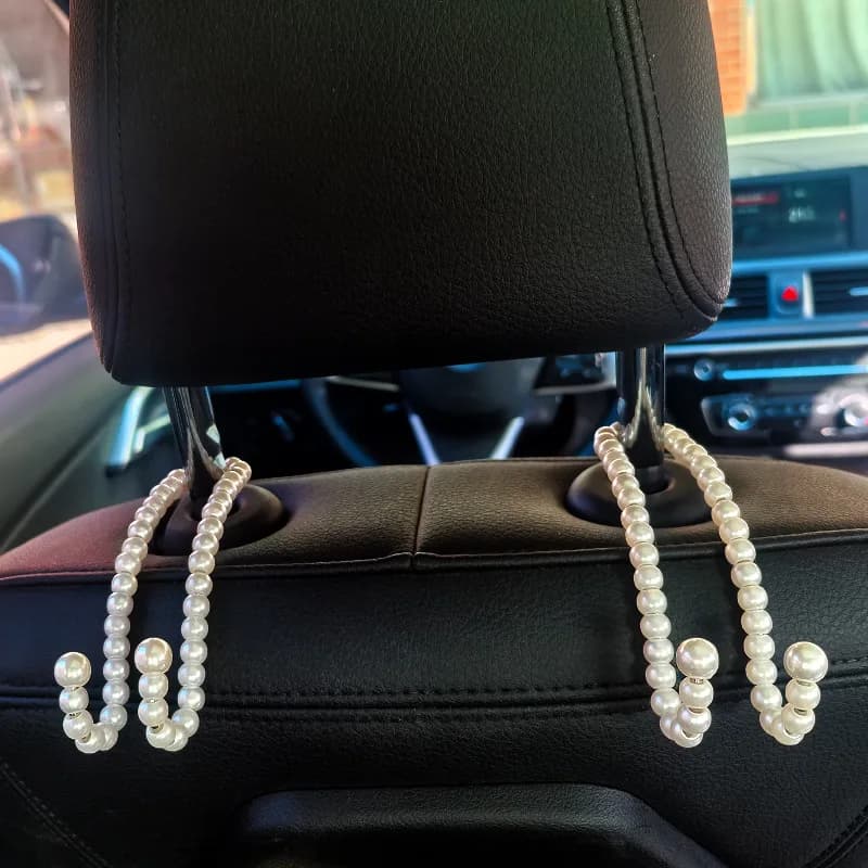 Creative Stylish Pearl Car Seat Hook Elegant Backrest Organizer Multifunctional Car Mounted Hook Women Car Decor Accessories - 6