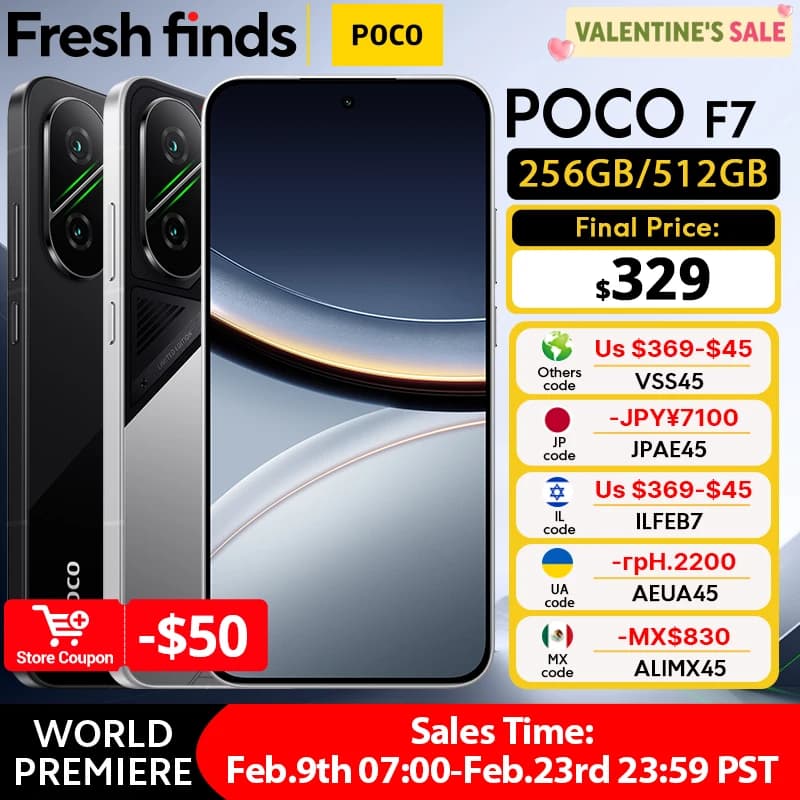 أحدث هاتف POCO F7 256 جيجا بايت 512 جيجا بايت سناب دراجون® 8s الجيل 4 6.83 بوصة 1.5K شاشة AMOLED بطارية 6500 مللي أمبير كاميرا رئيسية 50 ميجابكسل مع OlS lP68 NFC