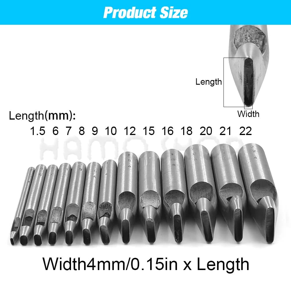 1pc 2mm-6mm Width Leather Oval Shape Hole Punch Steel Craft Hollow Hole Punch Leather Tools Leather Belt Hole Punch DIY Tools - 4