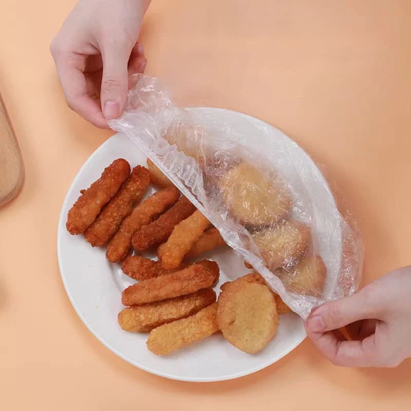 غطاء طعام يمكن التخلص منه غلاف بلاستيكي مرن درجة غذائية أغطية طعام غطاء أحذية غطاء رأس دش أغطية أطباق كيس حافظ لطعام طازج مضاد للغبار - 6