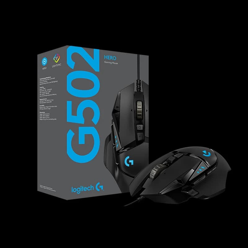 ماوس الألعاب السلكي Logitech G502 HERO أداء عالي، مستشعر HERO 25K، 25,600 DPI، RGB، أوزان قابلة للتعديل، 11 زر قابل للبرمجة - 2