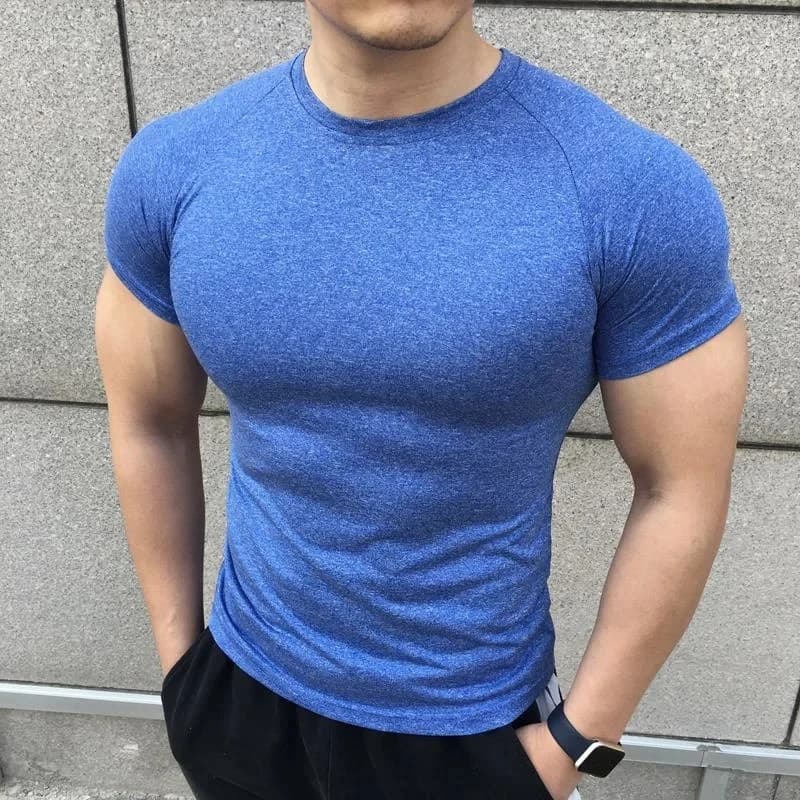 2024 New Men Summer Short Sleeve Fitness Shirt Running Sport Gym Compression T Shirt Workout Casual Elastic Force Tops Clothing - 6
