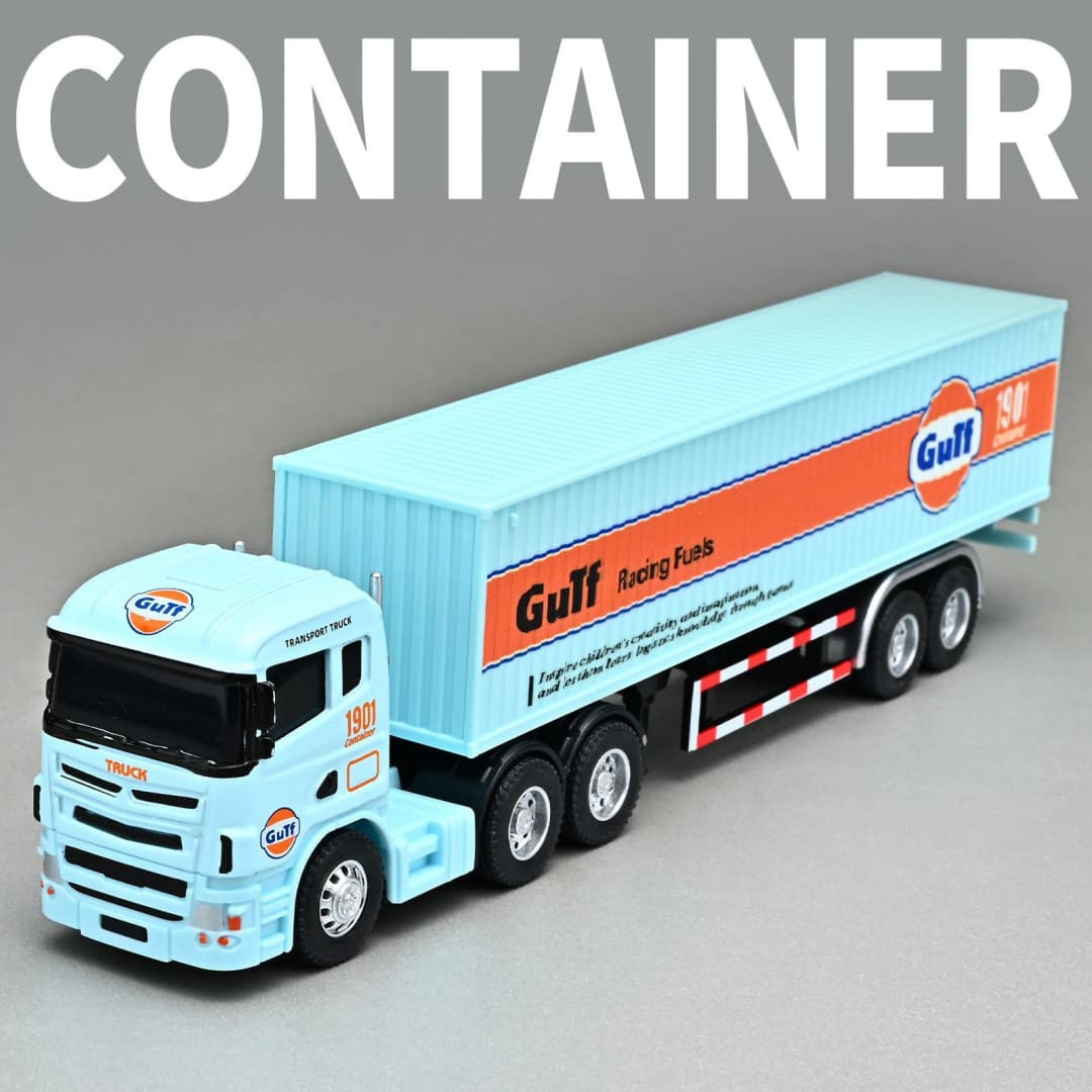 شاحنة حاوية مقطورة صغيرة 1:64 نسخة الخليج نموذج سيارة سبائك محاكاة زينة لعبة تجميع هدايا ألعاب الأولاد