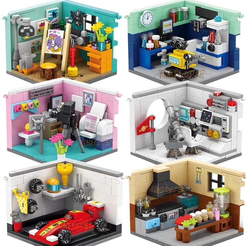 Dreams House Building Blocks Set with Career Figures - Racer Doctor Painter Scientist Model DIY Educational Toy Gift for Kids