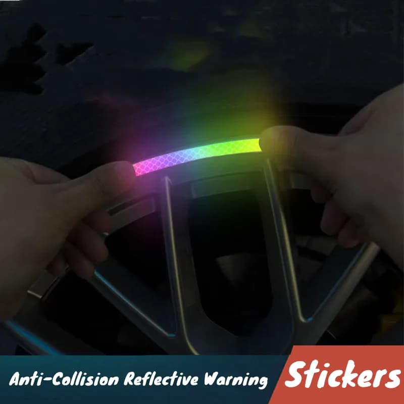 Anti-Collision Reflective Warning Stickers For Car Motorcycle, Bicycle Wheels, Seven-Color Laser Car Decoration Accessories
