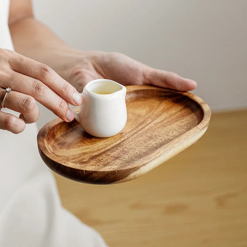 Walnut Wooden Tray Ins Wind Small Wooden Plate Japanese Rectangular Dinner Plate Cake Bread Coffee Tea Solid Wood Plate Tray - 2