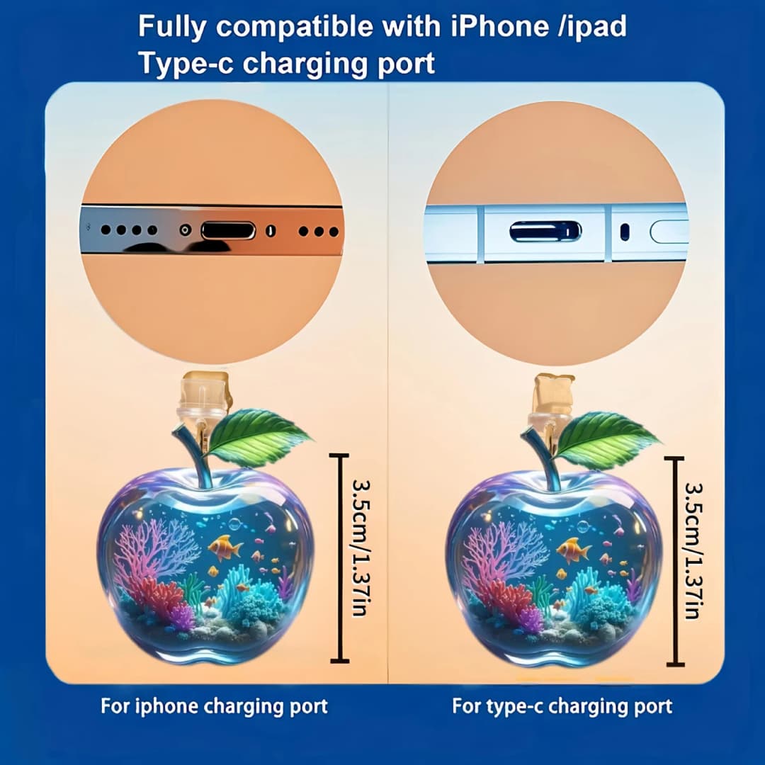 سدادة غبار للهاتف المحمول إكسسوارات الهاتف زينة لطيفة للهاتف على شكل أسماك بحرية ونباتات مائية موصل أندرويد لهواتف آيفون/Type-C - 6