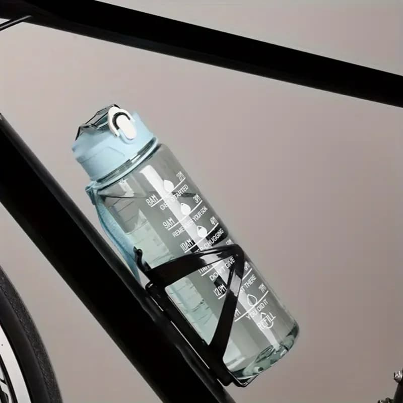 800 مللي/27 أوقية سعة كبيرة زجاجة مياه رياضية مانعة للتسرب كوب شرب بلاستيكي مع مقياس زمني مناسبة للسفر واللياقة البدنية والرياضة - 5