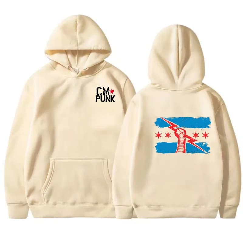 الخريف والشتاء المصارع الشهير الجديد يعود إلى CM Punk الرجال الصلبة هوديي موضة طباعة الشارع الرياضة رداء علوي غير رسمي البلوز - 6