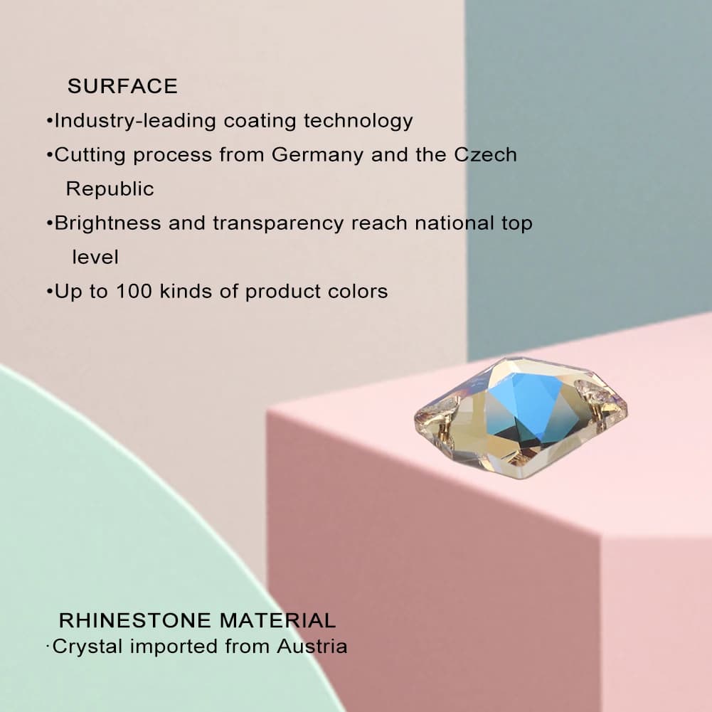 YHB Moonlight Comsic Glass Rose Crystal AB Sewing Stones Flatback Sew on Rhinestones For Garment Clothes Bags 11*14MM - 2