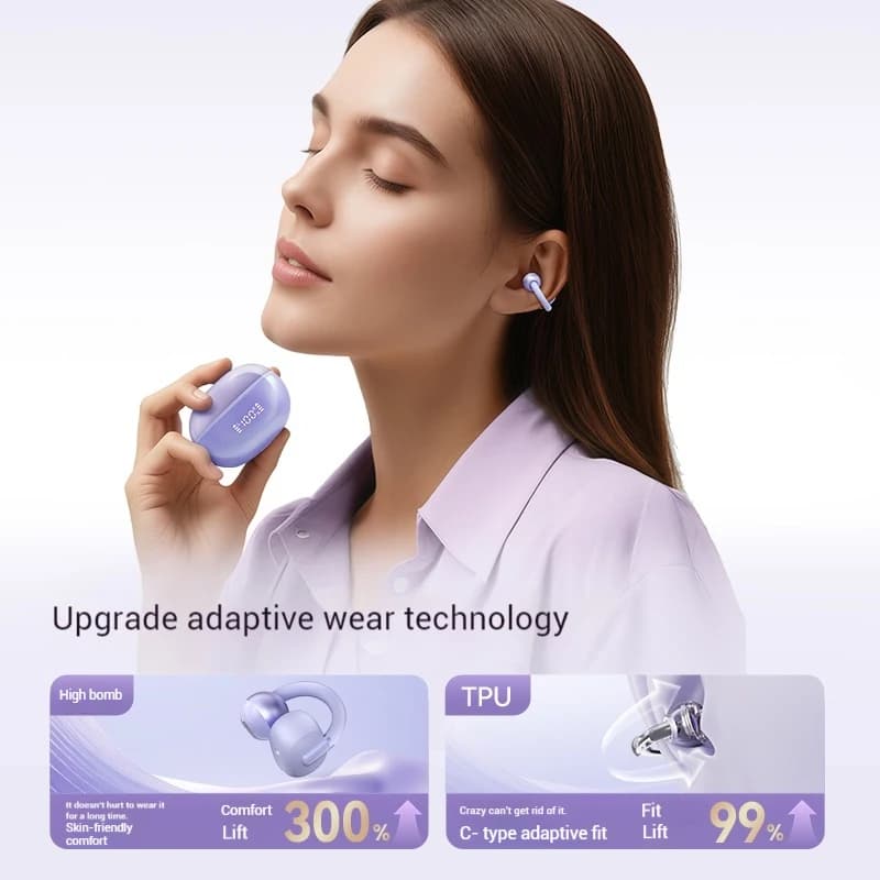 HAYLOU Airfree Small C-ring Wireless Earphone AI Noise Reduction Stereo Sound Low Latency Bluetooth 5.4 Custom Gaming Earphones - 2