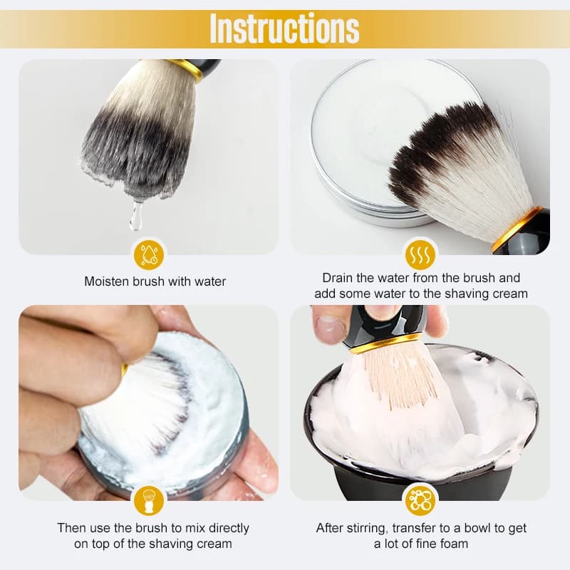 Shaving Brush 1/2/3Pcs Set Shave Kits With Shaving Brush, Shaving Bowl and Shaving Stand, Father's Day Men's Gift Kit - 4