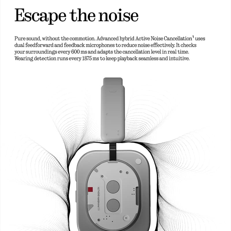 Global Version Nothing Headphone (1) 40mm Dynamic Driver Wireless Headphone 15 Quick Charge ANC Headset Support AAC SBC LDAC - 5