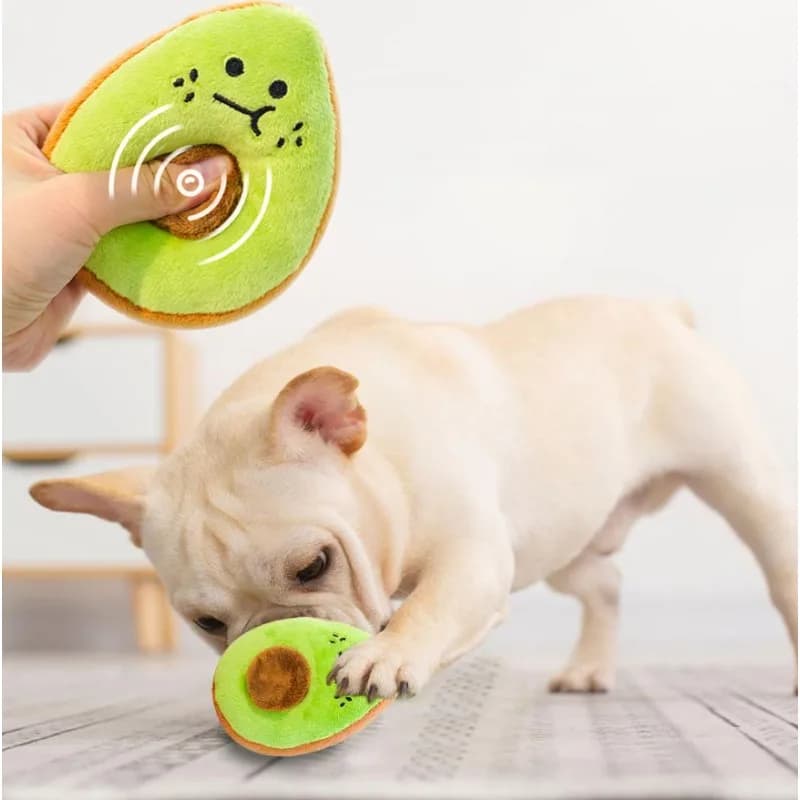 لعبة محشوة للحيوانات الأليفة أفوكادو كيوي لعبة صوتية لطحن الأسنان تنظيف الأسنان لتخفيف الملل لعبة مقاومة للعض للكلاب والقطط الصغيرة