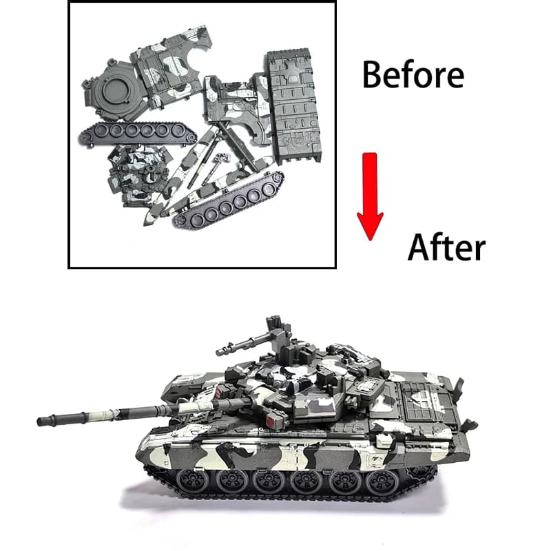 مجموعة مكعبات بناء عسكرية إبداعية: مقاتلات F-22 وF-14، دبابات ليوبارد 2A7 وM1A2 وT-90، هدية مثالية للأولاد - 4