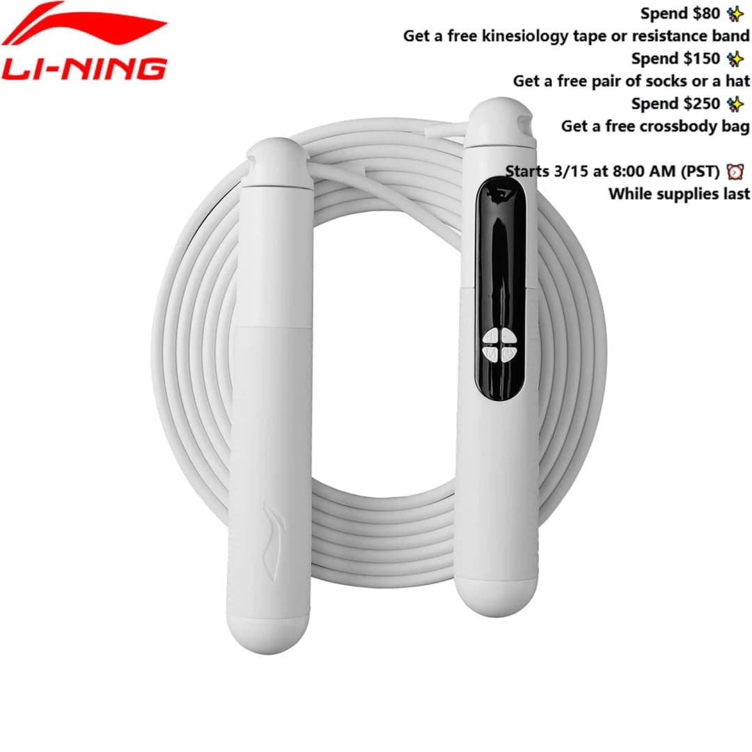 Li-Ning Unisex Jump Rope With Counter Fitness Exercise Training  LiNing Adjustable Jump Rope AQEU073