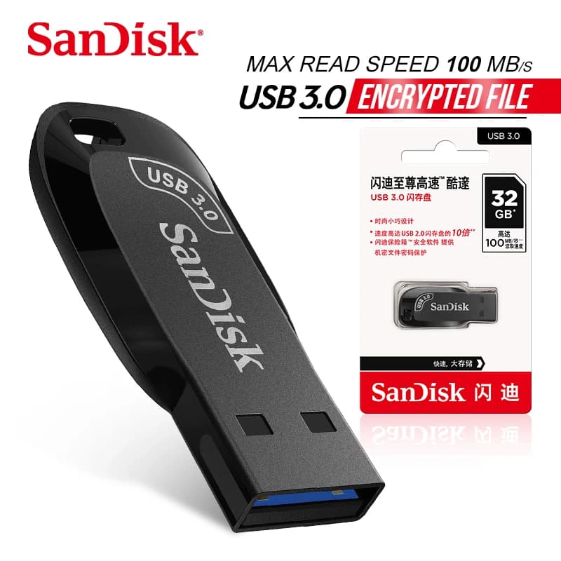 SanDisk USB 3.2 64GB USB Flash Drive CZ410 Pen Drive Memory Stick Black U Disk Mini Pendrive Black External Storage for Laptop - 2