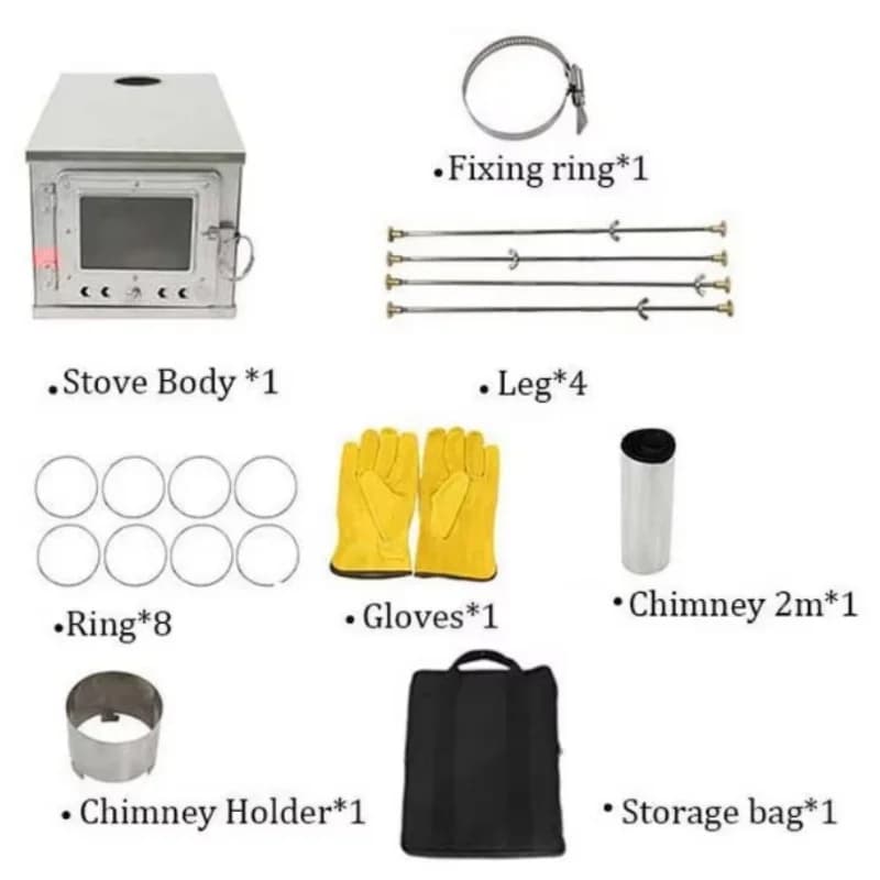 Foldable  Tent Stove Lightweight Titanium Alloy Combustion Durable Portable Foldable Charcoal Fire Wood Burning Outdoor Camping - 3