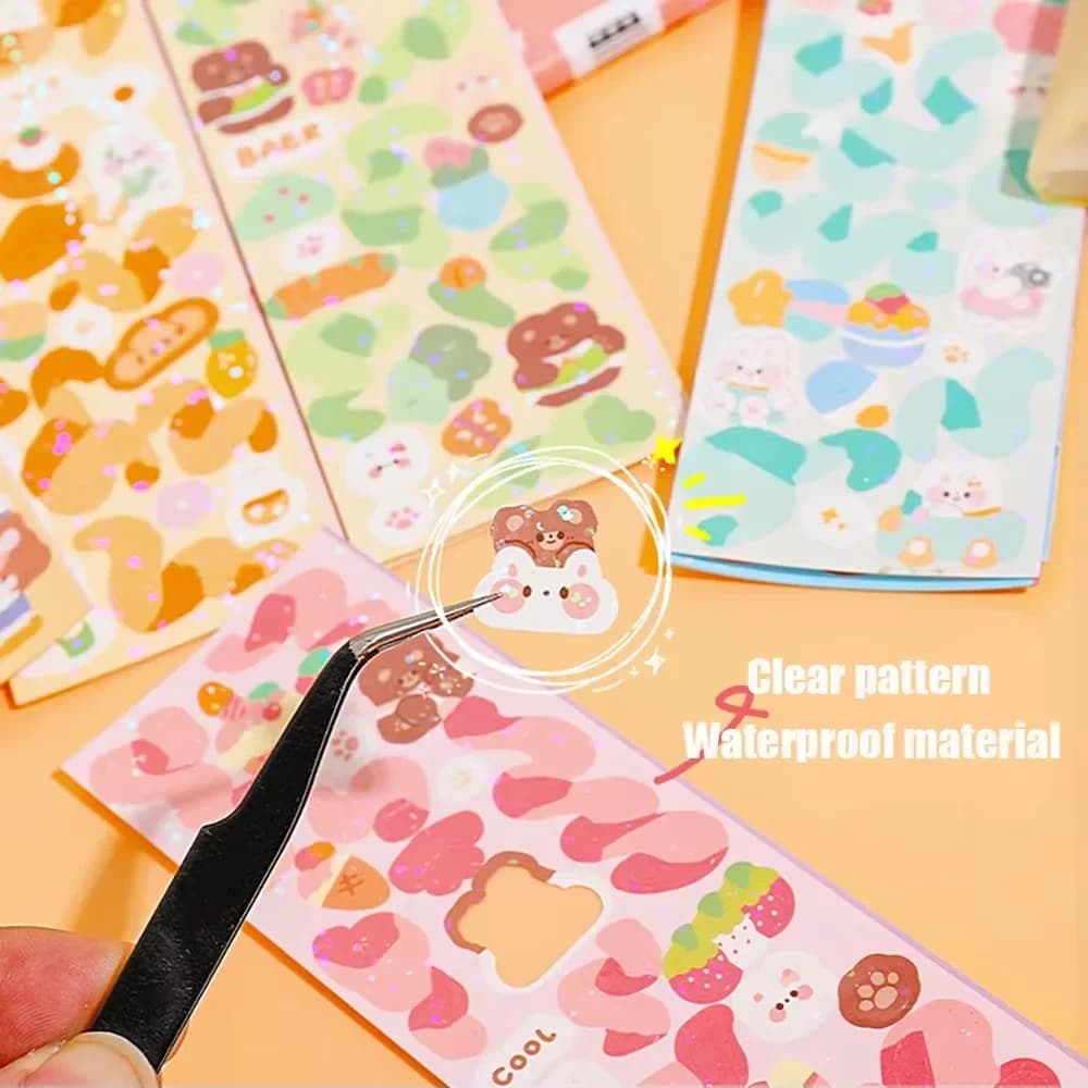 20-200 PCS Goo Card Cute Stickers Kawaii Cartoon Laser Sticker No repeat for Diary Kid DIY School Students Decoration Stationery - 2