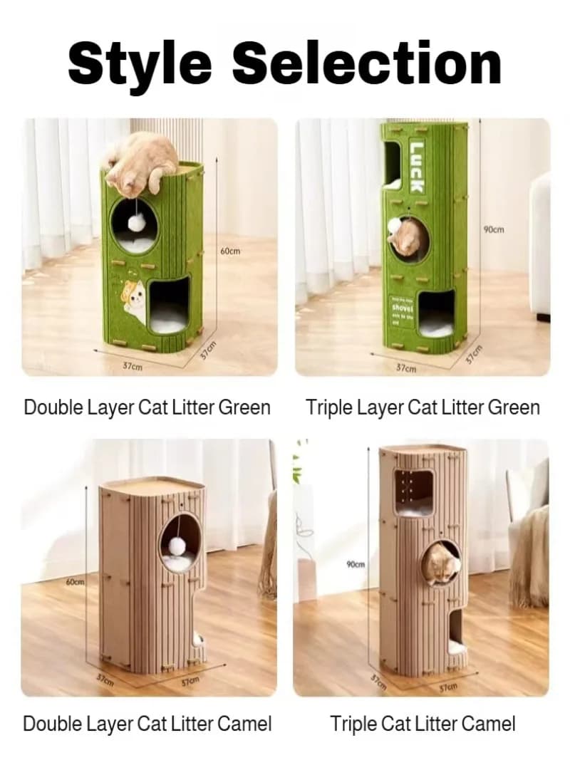 إطار تسلق قطط متعدد الطبقات مع عش نوم مغلق وآمن، مقاوم للخدوش والاهتراء، مناسب لجميع الفصول - 6