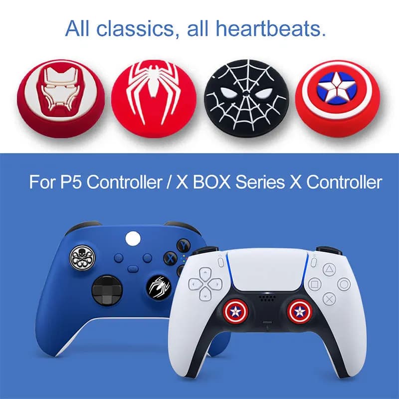 2pc Soft Silicone Thumb Stick Grip Cap For Sony PS5 PS4 XBOX Switch Pro Controller Spider Theme Joystick Cover Protector Case - 2