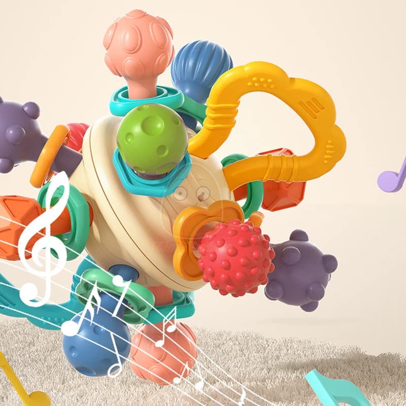 لعبة خشخيشة للأطفال كرة نشاط من السيليكون للتدريب الحسي الناعم 0 12 شهرًا جرس يدوي للتطوير ألعاب تعليمية مبكرة للرضع - 4