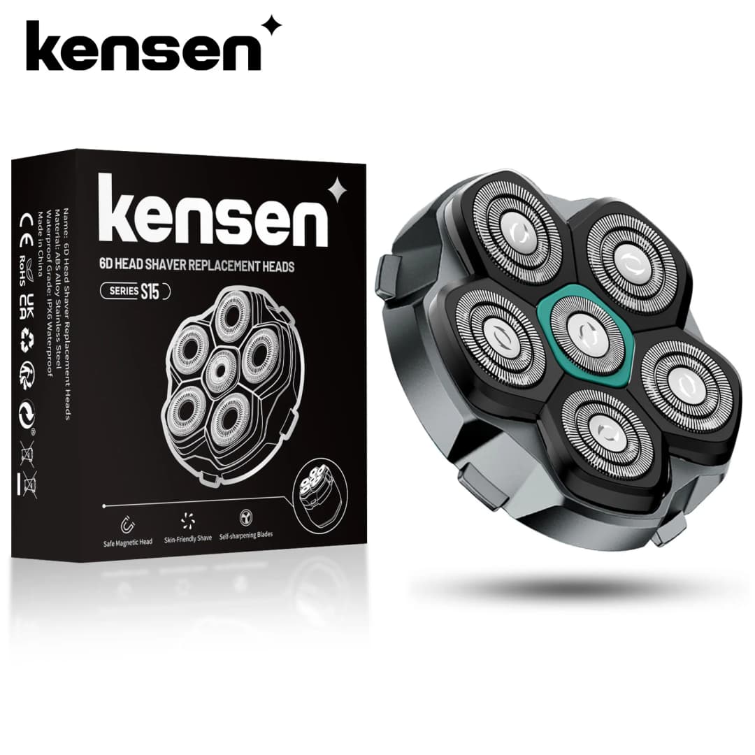 شفرة قابلة للاستبدال KENSEN لماكينة حلاقة الرأس S15، شفرة مغناطيسية 6D مقاومة للماء من الفولاذ المقاوم للصدأ لماكينة FK-8750