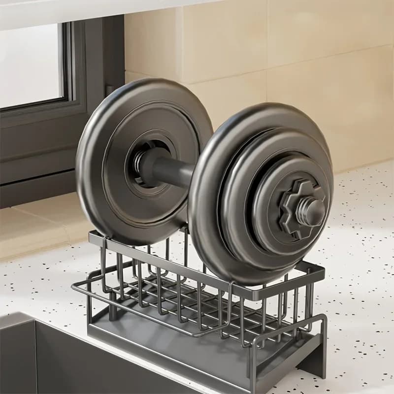 Drill-Free Sink Organizer Multi-Use Sponge Soap Holder Draining Rack for Kitchen Countertop Storage Waterproof Shelf 1PC - 5