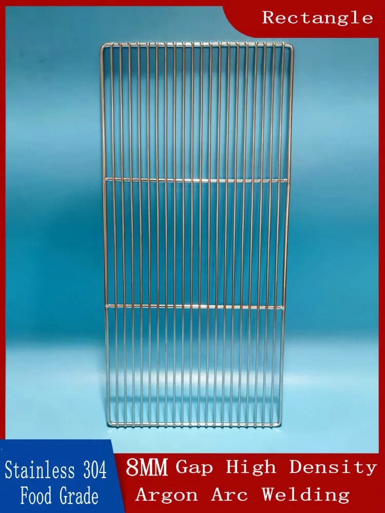 شبكة شواية فحم مستطيلة من الفولاذ المقاوم للصدأ، مقاسات متعددة، مناسبة للشواء، من HQ GM01